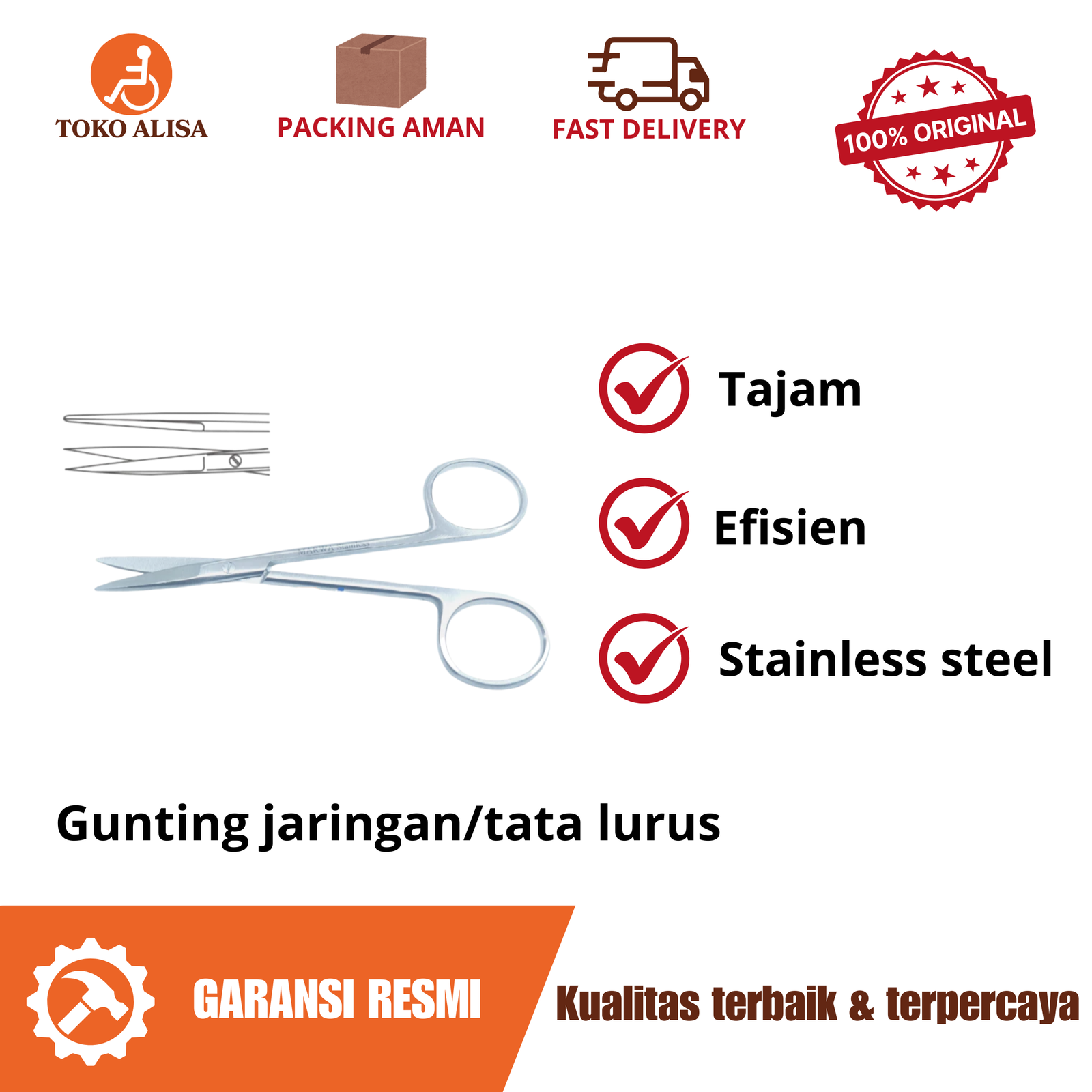 Gunting jaringan_tata lurus